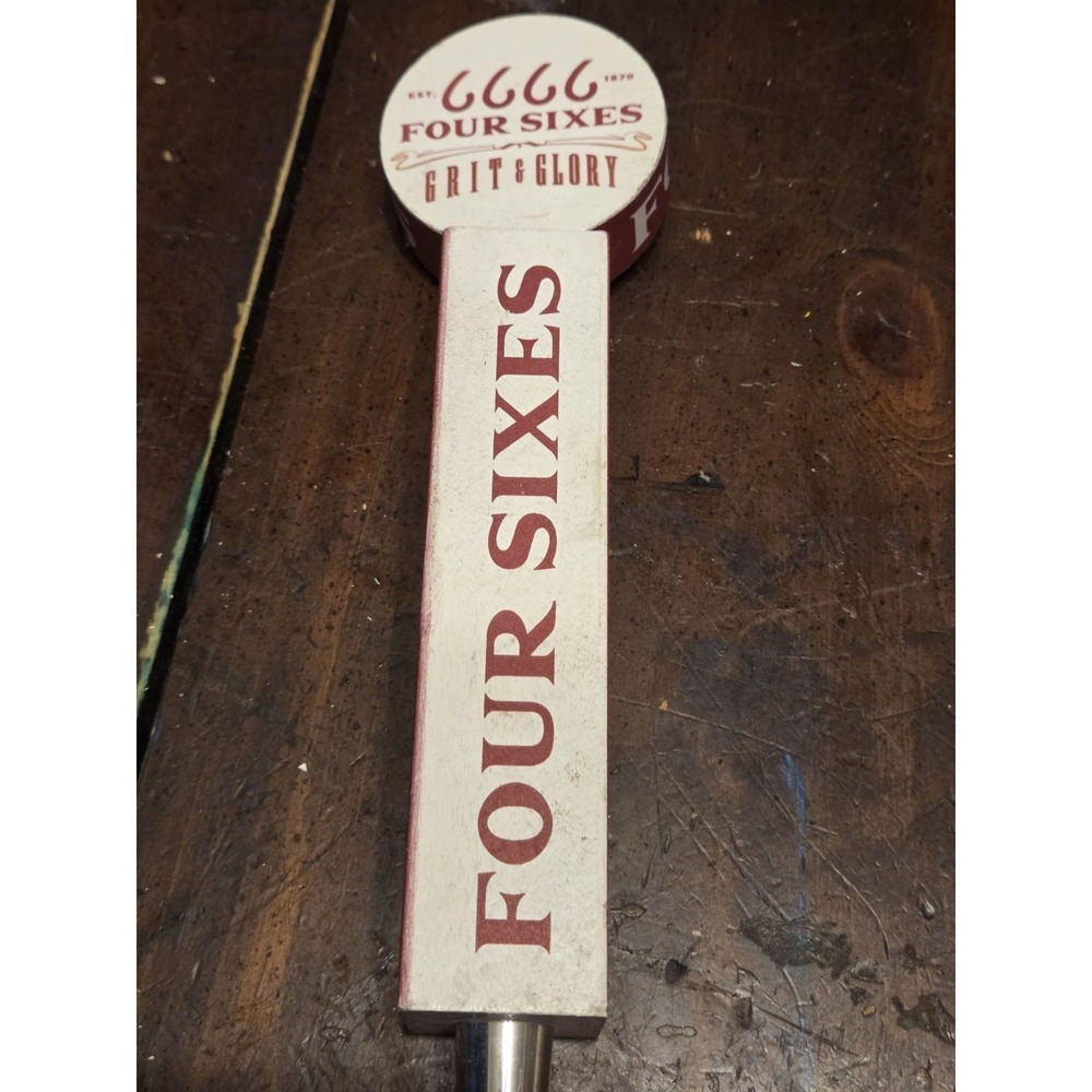 Four Sixes Grit & Glory Beer Tap Handle Round Top Texas Brewery Man Cave